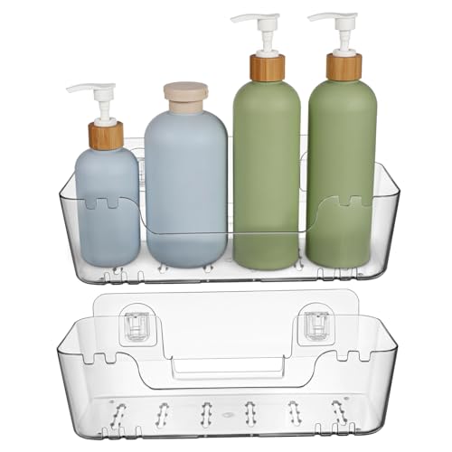 OUNONA 2stücke Duschregale Für Badezimmerwand Durchsichtige Aufbewahrungshalter Ohne Bohren wasserdichte Materialien Schwebendes Design Organizer-Rack Für Badezimmer von OUNONA