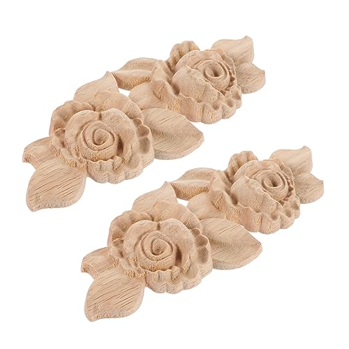 OUNONA 2stücke Holz Geschnitzt Onlay Applique Möbel Dekoration Für Schränke Türen Fenster Etc Hochwertiges Holz Geschnitzte Applikation von OUNONA