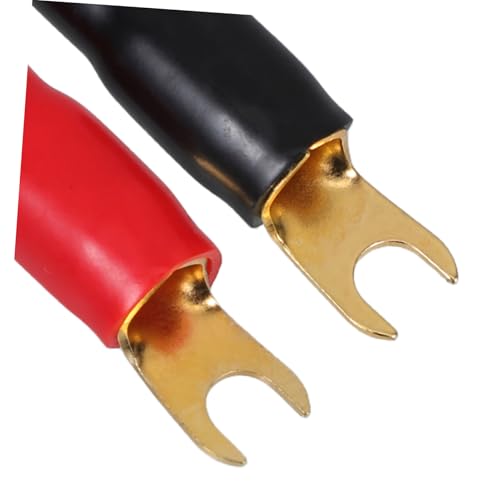 OUNONA 3 Paare Crimp Gabelkabelschuhe Gauge Vergoldet Kupfer Steckverbinder für Lautsprecherkabel Stromkabel Rot Schwarz Langlebig Korrosionsbeständig von OUNONA