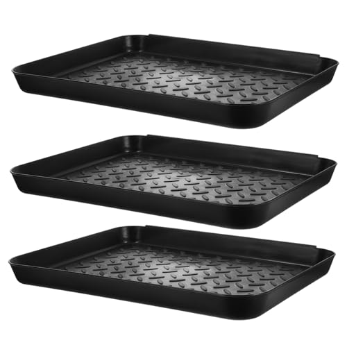 OUNONA 3 Stück Kartentablett Sundies Storage Tably Stiefelablage Multifunktions-Schuhablage Aufbewahrungsbehälter für Sachen große Kofferraumwanne Tablett für Kleinigkeiten Abs Schwarz von OUNONA