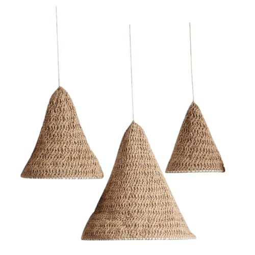 OUNONA 3 Stück Teiliges Boho Makramee Lampenschirm Handgewebt aus Baumwolle Leinen Leichter Hängelampenschirm für Wohnzimmer Schlafzimmer Deckenleuchte Pendelleuchte von OUNONA