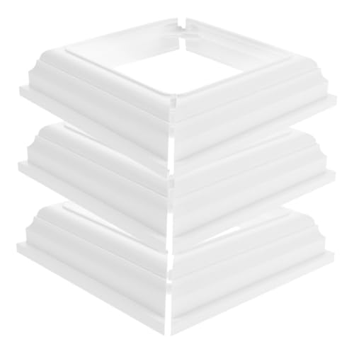 OUNONA 3 Stück Teiliges PVC Post Skirt Weiß Geteilte Decksäulen Basisabdeckung Leichtes Stabiles Geländerstützsystem Wetterbeständig Dekorative Veranda und Gartenzubehör von OUNONA