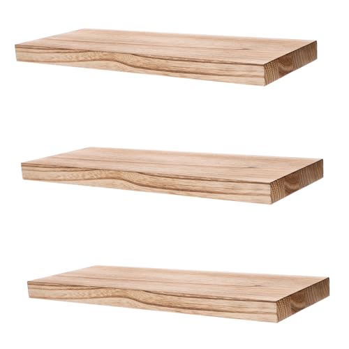OUNONA 3stücke Teiliges Holz-wandregal Schwebendes Regal Zur Aufhängung Naturholzregal Für Bad Und Wohnzimmer Platzsparendes Wandregal Dekoratives Zum Aufhängen von OUNONA