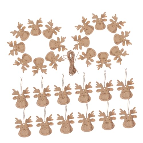 OUNONA 30 Stück Weihnachtliche Hirschdekoration Hirschgeweih Ornamente Etikett Dekorationen Wald Formen Fell farbig Weihnachtsschmuck aus Holz Rentier-Ausschnitte Beige von OUNONA