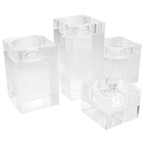 OUNONA 4 Stück Kristall Teelichthalter Glas Kerzenhalter Transparent Dekorativ für Hochzeit Tischdeko Festival Gemütliche Atmosphäre von OUNONA
