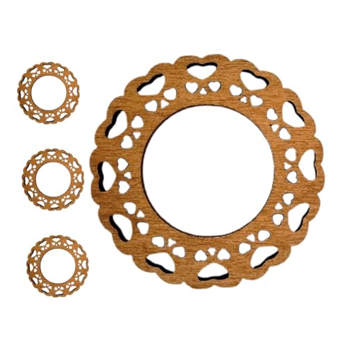 OUNONA 4 Stück Teiliges Holz Serviettenringe Vintage Floral Ausgeschnitten Rustikaler Tischdeko Hochzeit Party Alltag Napkin Rings von OUNONA