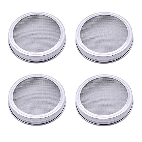 OUNONA 4 Stücke Sprossengl?ser Deckel Edelstahl Sprie?en Deckel für Mason Jars Einmachglas von OUNONA