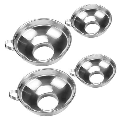 OUNONA 4 Stücke Teiliges Edelstahl Küchen-trichter- Hitzebeständig Breiter Ausguss mit Griff für Einmachgläser zum Abfüllen von Flüssigkeiten Marmeladen Körnern und Trockenen Zutaten von OUNONA
