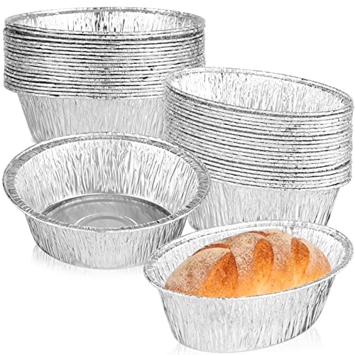 OUNONA 40st Zinnfolie Platte Aluschalen Zum Backen Ofenfeste Einweg-foliengeschirr Mini-kuchenformen Zum Backen 9 Zoll Cupcake-pfanne Aus Einweg-backblech Oval Verpackung Aluminiumfolie von OUNONA