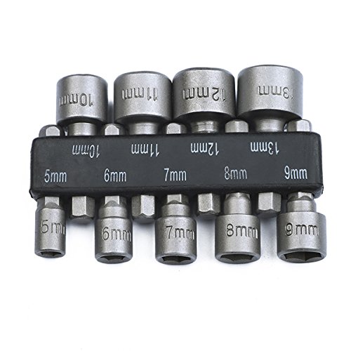 OUNONA 5-13mm Steckschl¨¹ssel Stecknuss Bit Adapter Set 1/4 Zoll Sechskantschaft f¨¹r Akkuschrauber Bohrer N¨¹sse Ratsche 9 St¨¹cke von OUNONA