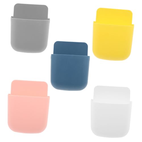 OUNONA 5 Stück Teiliges Wandmontiertes Aufbewahrungsbox Stanzfreie Organizer mit Selbstklebendem Halter Bunte Fernbedienungshalter für Wohnzimmer Schlafzimmer Küche von OUNONA