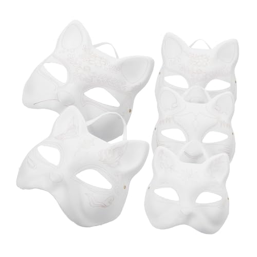 OUNONA 5 Stück Teiliges Weiße Katzenpapiermasken zum Bemalen Leichte DIY Cosplay Masken für Halloween Geburtstagsfeier Karneval und Fasching Bequem Tragbar Individuell Gestaltbar OUNONA 5 Stück Teiliges Weiße Katzenpapiermasken zum Bemalen Leichte DIY Cosplay Masken für Halloween Geburtstagsfeier Karneval und Fasching Bequem Tragbar Individuell Gestaltbar von OUNONA