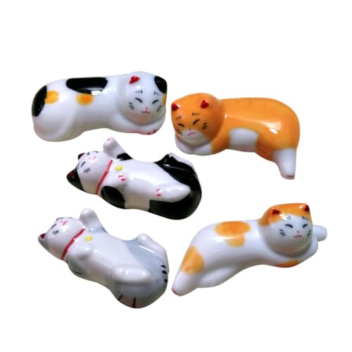 OUNONA 5st Katzen-essstäbchen-ständer Chinesischer Essstäbchenhalter Löffelhalter Besteckablage Essstäbchenständer Essstäbchenhalter Für Katzen Essstäbchen-Kissen Japanischer Stil Keramik von OUNONA