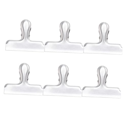 OUNONA 6 Stück Edelstahl Bag Clips Langlebige Tütenverschlüsse Luftdicht für Chips Brot Kaffee Snacks zum Frischhalten und Wiederverschließen von Lebensmittelbeuteln von OUNONA