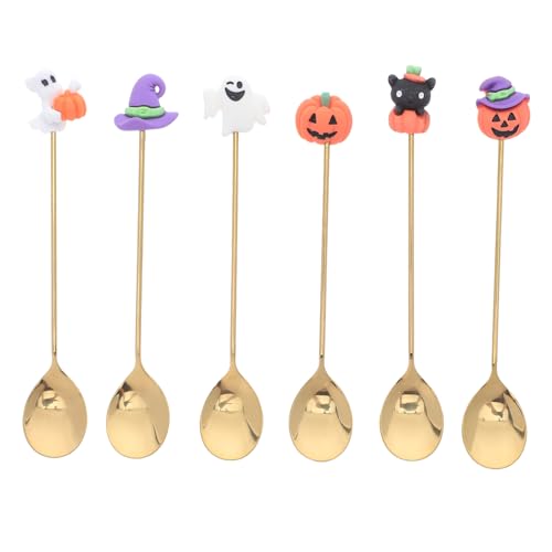 OUNONA 6 Stück Teiliges Halloween Dessertlöffel aus Ergonomisch Geformt Glatter Runder Löffelkopf Komfortabler Griff für Kaffee Kuchen Suppe Vielseitig Einsetzbar für Zuhause und OUNONA 6 Stück Teiliges Halloween Dessertlöffel aus Ergonomisch Geformt Glatter Runder Löffelkopf Komfortabler Griff für Kaffee Kuchen Suppe Vielseitig Einsetzbar für Zuhause und von OUNONA