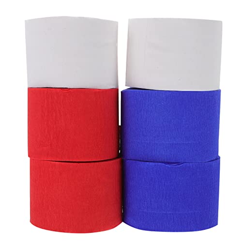 OUNONA 6stücke Bunte Krepppapierrollen Rot Weiß Royalblau Luftschlangen Für Partydekorationen Geburtstagsfeiern Hochzeiten Und Themenpartys Vielseitiges Bastelmaterial Für Kreative Arrang von OUNONA
