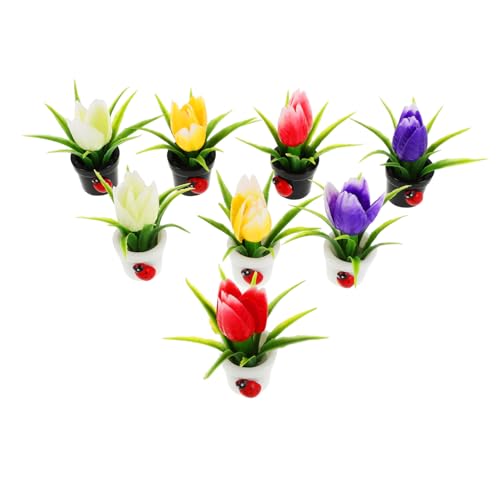 OUNONA 8 Stück Mikro Landschafts Topf Ornamente Pflanzen Miniatur Miniaturen Künstliche Blumen Mit Vase Winzige Kunstpflanze Winzige Pflanze Mini Pflanze Künstliche Blumen Zur von OUNONA