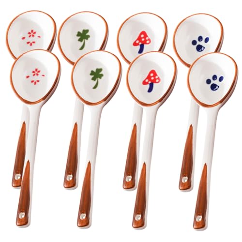 OUNONA 8 Stück Teiliges Keramiklöffel mit Langem Griff Ergonomisch Geformte Suppenlöffel für Vielseitig Einsetzbar zum Servieren von Suppe Brei Reis und Desserts Hitzebeständig und OUNONA 8 Stück Teiliges Keramiklöffel mit Langem Griff Ergonomisch Geformte Suppenlöffel für Vielseitig Einsetzbar zum Servieren von Suppe Brei Reis und Desserts Hitzebeständig und von OUNONA