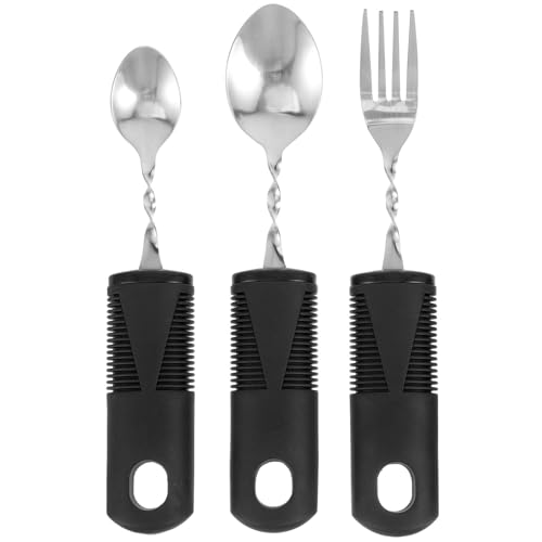 OUNONA Adaptive Utensilien, Löffel und Gabel, Anti-Shaking-Utensilien, ältere Menschen, Geschirr, biegbare Gabel, Löffel, Utensilien, 3 Stück von OUNONA