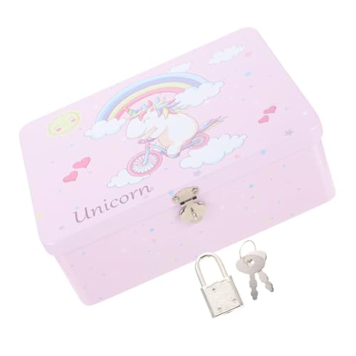 OUNONA Aufbewahrungsbox mit Schloss Teebehälter aus Metall Keksdosen mit Einhorn Vorratsbehälter Desktop-Aufbewahrungsboxen Aufbewahrungsbehälter Schreibtisch OUNONA Aufbewahrungsbox mit Schloss Teebehälter aus Metall Keksdosen mit Einhorn Vorratsbehälter Desktop-Aufbewahrungsboxen Aufbewahrungsbehälter Schreibtisch von OUNONA