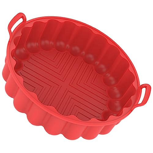 OUNONA Backformen aus Silikon Tablett Große Einsätze für Heißluftfritteusen Zubehör für Heißluftfritteusen Friteuse Luftbraten Backliner Airfryereinsatz aus Silikon Kieselgel rot von OUNONA