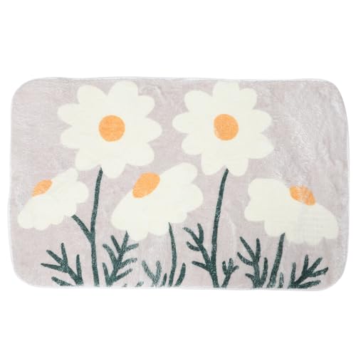 OUNONA Badematte: Super saugfähige Badematte mit Blumenmuster für den Badezimmerboden – 80 x 50 cm, Rutschfester, waschbarer Teppich – ästhetischer Badezimmerteppich mit Blumenmuster von OUNONA