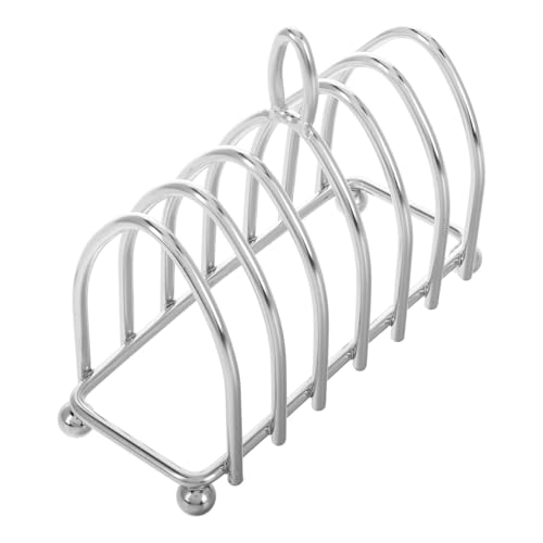 OUNONA Brotregal Toastständer Brothalter Pfannkuchenregal Schwimmendes Tablett Mit Griff Brothalter, Toastständer Toastkuchenteller Toasthaltergestell Rostfreier Stahl Silver von OUNONA