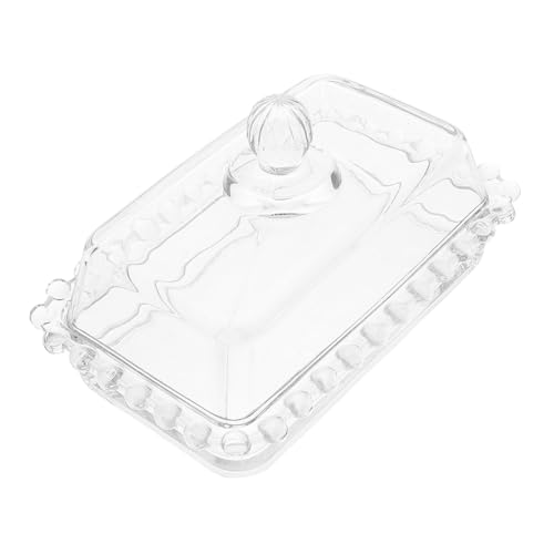 OUNONA Butterdose Gericht Form luftdicht runden speichern Emaille Butteraufbewahrungsbehälter Haushalt Butterplatte Servierschale mit Deckel Butteraufbewahrungstablett Glas Transparent von OUNONA