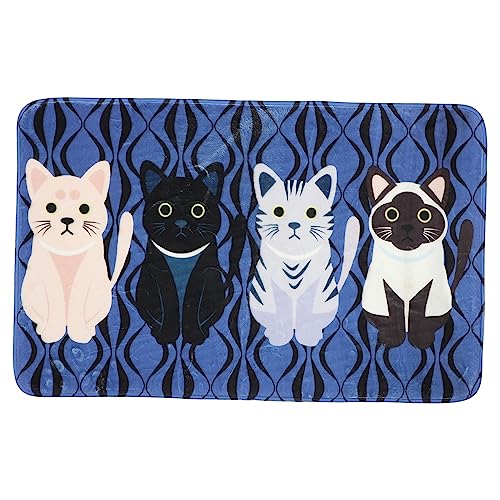 OUNONA Cartoon Cat Pattern rutschfeste Fußmatte für Badezimmer Schlafzimmer und Eingangsbereich Niedliches Design Langlebig und Saugfähig für Sicheres Zuhause Zufällige Zufällige Farbe von OUNONA