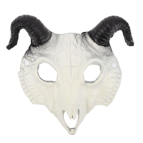 OUNONA Dämonenschädelmaske, Teufelsantilope, Schafhorn, Vollkopf, Tierschädel, Widderhörner, gruselige Halloween-Dekorationsmaske für Erwachsene, Weiß OUNONA Dämonenschädelmaske, Teufelsantilope, Schafhorn, Vollkopf, Tierschädel, Widderhörner, gruselige Halloween-Dekorationsmaske für Erwachsene, Weiß von OUNONA