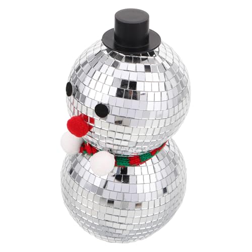OUNONA Disco Schneemann Dekoration Weihnachts Disco Schneemann Figur Für Party Discokugel Feiertagsdekoration Glas Silber von OUNONA
