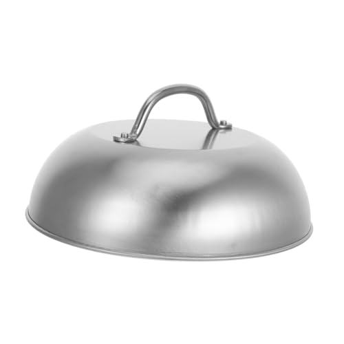 OUNONA Edelstahl Grillabdeckhaube Rund Leicht Tragbar für Outdoor Cooking Griddle Deckel mit Verbesserter Hitzeverteilung und Schutz vor Verschmutzung Modernes Design für Vielseitigen von OUNONA