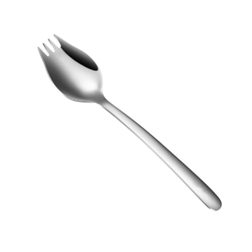 OUNONA Edelstahl Spork mit Langem Griff Besteck Küchenutensil Rostfrei Kombinierte Gabel löffel Spülmaschinenfest Vielseitig für Pasta Salat Obst für Zuhause Restaurant Camping von OUNONA