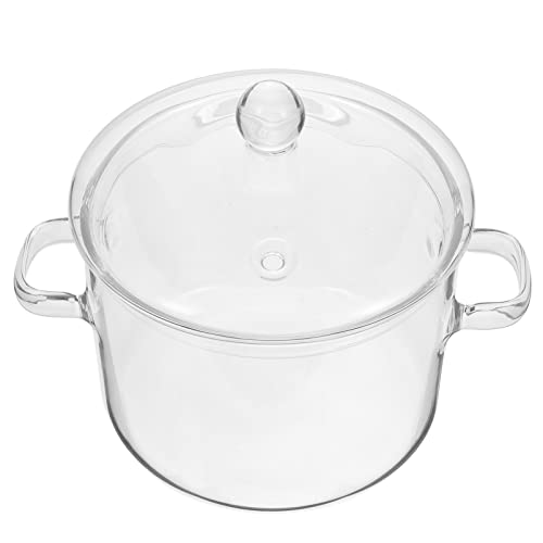 Glas Suppentopf Mit Deckel, Borosilikatglas Topf Mit Doppelgriff, Transparentes Design, Hitzebeständig, 1900Ml Schmortopf Für Küche, Nudeln, Suppe, Mikrowellengeeignet von OUNONA