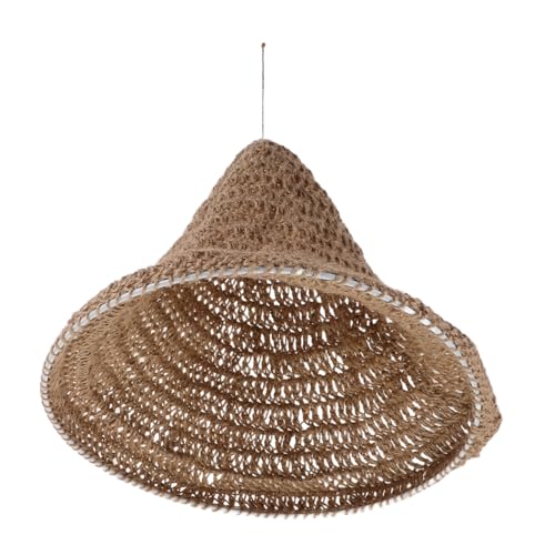 OUNONA Handgefertigter Boho Makramee Lampenschirm Verstellbare Hängeleuchte aus Baumwoll Hanfseil Rustikale Vintage Pendelleuchte für Wohnzimmer Schlafzimmer Partydekoration von OUNONA
