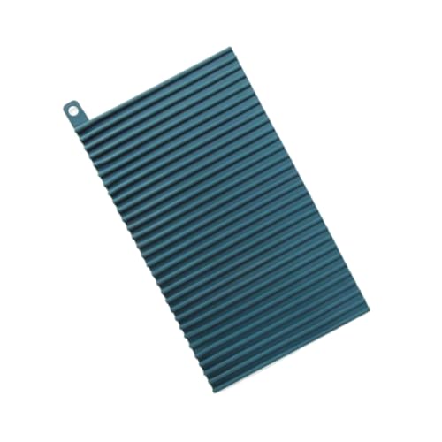 OUNONA Hitzebeständige Silikon tischmatte mit Tiefen Rillen Rutschfest und Wasserabweisend als Abtropfmatte für Geschirr und Obst Leicht zu Reinigen für Küchentheke und Spüle Dunkelblau von OUNONA