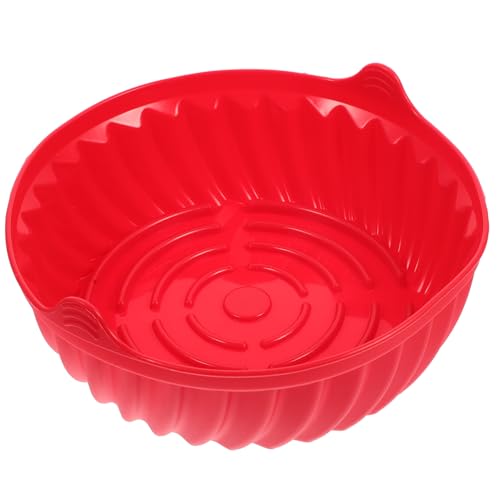 OUNONA Hitzebeständiger Silikonboden für Heißluftfritteuse Wiederverwendbarer Liner Rot Antihaft Oberfläche für Problemloses Kochen von Hähnchen Fisch Hochwertiges Silikon für von OUNONA
