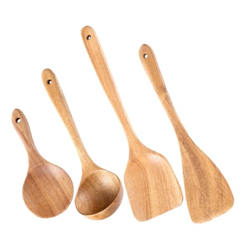OUNONA Holz Kochlöffel Set Teilig mit Glattem Leichtem Griff Robustem Holzmaterial Geeignet für Antihaft Pfannen Praktisches Küchenutensilien Set für Familie Restaurant und Camping von OUNONA