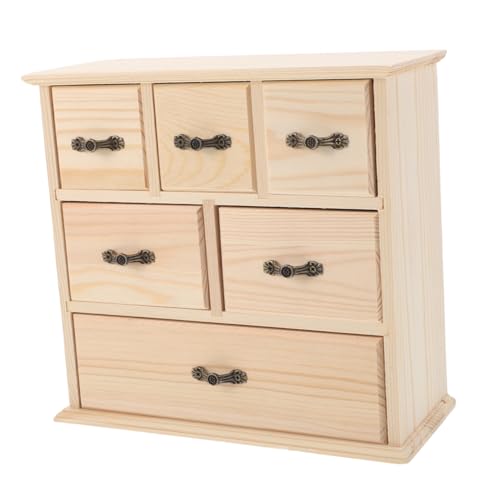 OUNONA Holz Schreibtisch Organizer Mit Schublade Für Bastelbedarf Und Schmuck Aufbewahrungsbox Für Arbeitsplatz Rustikales Design von OUNONA
