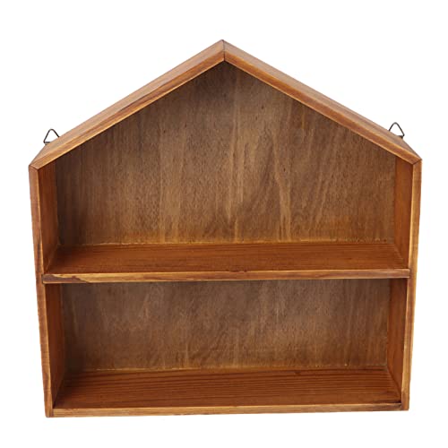 OUNONA Holzvitrine in Hausform Aufbewahrungsbox Für Schreibtisch Holzhausbox Schöne Dekorationsbox Aus Holz Handgefertigte Holzvitrine Ordnungshelfer Für Bastelarbeiten Und Kleine von OUNONA