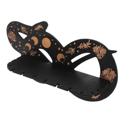 OUNONA Holzregal Kristallregale Regalwand Anzeigen Mondregal Aus Holz Meditationsregal Wandregal Aus Kristall Black Hölzern von OUNONA