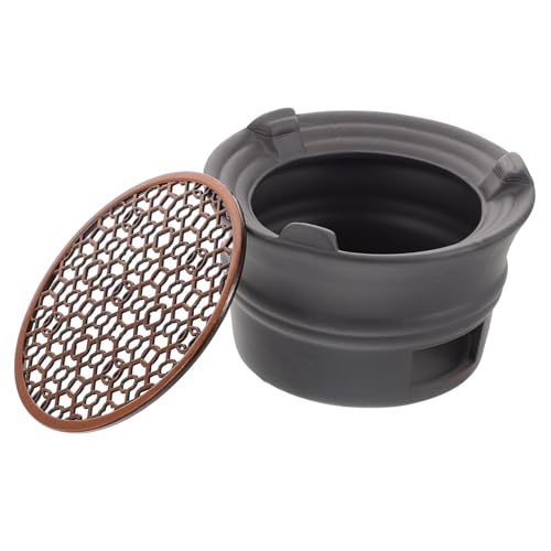 OUNONA Japanischer Teewärmer mit Teelicht Schnelles Erhitzen Sicheres Stövchen Design Vielseitig für Tee Kaffee Milch Dekorativer Teekannen Wärmehalter Schwarz mit Kupferfarbenem Pad von OUNONA