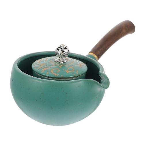 OUNONA Japanischer Vintage Porzellan Teekessel Handlicher Keramik Teebehälter Haushaltsteekanne Grün für Büro und Zuhause mit Glatter Oberfläche und Langlebigem Material von OUNONA