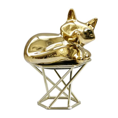OUNONA Keramik Fuchs Dekofigur aus Robustem Keramik und Metall Abstrakte Mini Tierfigur für Schreibtisch Wohnzimmer Büro Kreative Tischdekoration Geschenkidee für Zuhause und Hotel von OUNONA