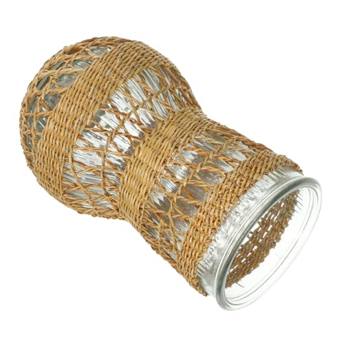 OUNONA Klare Blumenvase mit Rattan Wickelung Dekorative Blütenbehälter für Rustikale Tischdekoration für Wohnzimmer Schlafzimmer und Hochzeitsfeiern von OUNONA