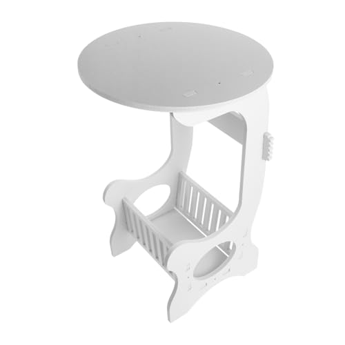 OUNONA Kompakter Runder Beistelltisch für Wohnzimmer und Schlafzimmer Eleganter Weißer Nachttisch mit Stauraum Vielseitig Einsetzbar Kaffeetisch oder Teetisch für Kleine Räume und Moderne von OUNONA