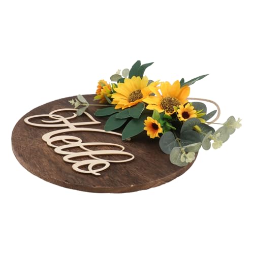 OUNONA Kreativer Künstlicher Türkranz mit Sonnenblumenmotiv Wetterfeste Hängende Dekoration für Innen und Außenbereich Langlebiger Willkommenskranz für Haustür Fenster und Wand von OUNONA