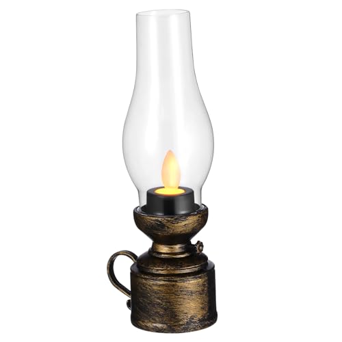 OUNONA LED Kerosene Lampe Vintage Elektronische Öllampe für Innenräume Dekorative Tischlampe Antik Batteriebetrieben für Feste und Besondere Anlässe von OUNONA