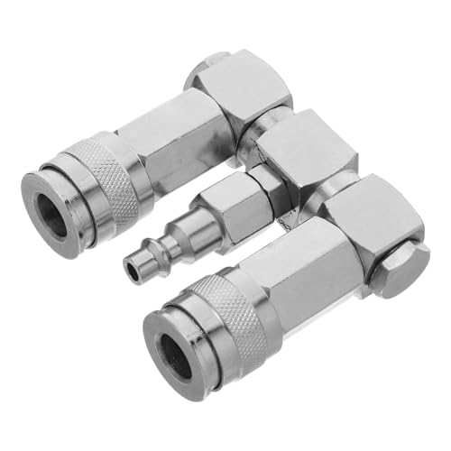 OUNONA Nickelplated Carbon Steel Pneumatic Line Splitter Verteiler Schnellkupplung Drehbarer Luftschlauchanschluss Kompressor Zubehör Kompatibel mit Amerikanischen Standards von OUNONA