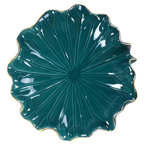OUNONA Nordische Keramik Seifenschale Grün Selbstablaufend Lotusblatt Design Stabile Praktische Badezimmerablage Schmuckschale Geeignet Einfach zu Reinigen und Trocknen von OUNONA